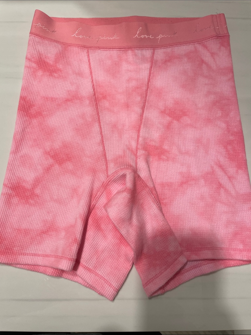 PINK Victoria's Secret Light Pink Ribbed Boxer Shorts